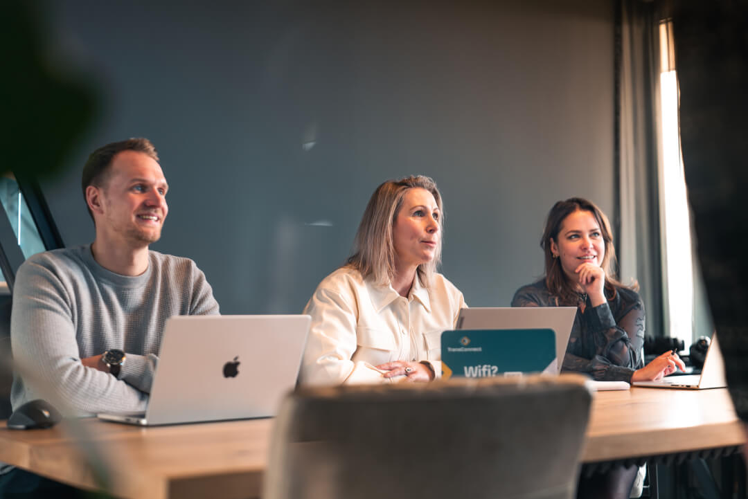 collega's naast elkaar zittend met hun laptop
